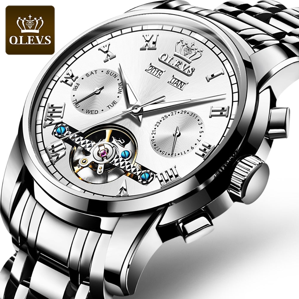 Automatic Self-Wind Mechanical Men Watches Stainless Steel Waterproof