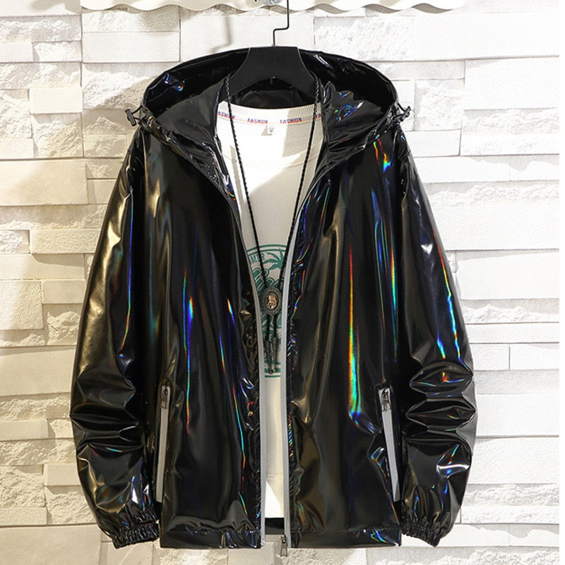 Shiny Men's Bomber Hooded Jacket