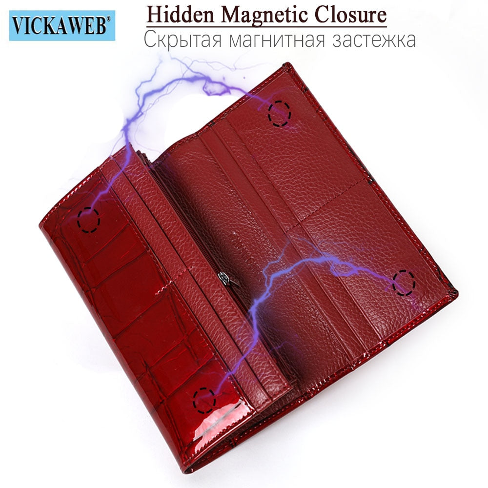 Ladies Genuine Leather Women Wallet Magnetic Hasp Wallet