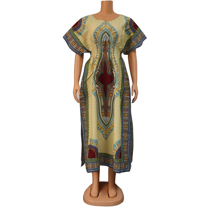 Dashiki Print Batwing Sleeve 100% Cotton African Native Ankara Dress