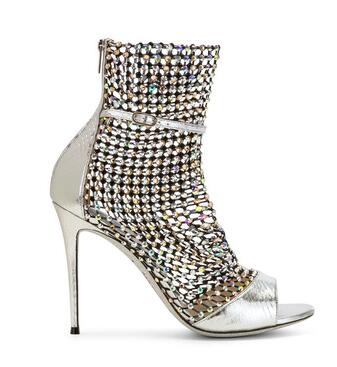 Gladiator Crystal Peep Toe Rhinestone Bling Mesh Ankle Boots