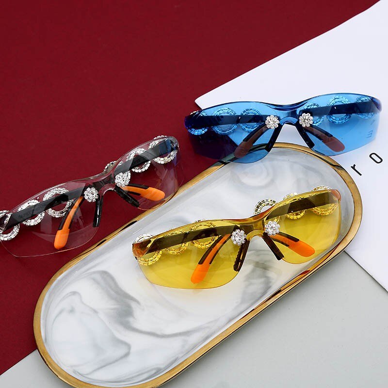 Diamond Cateye Sunglasses Women Men Fashion Colorful Lens UV400