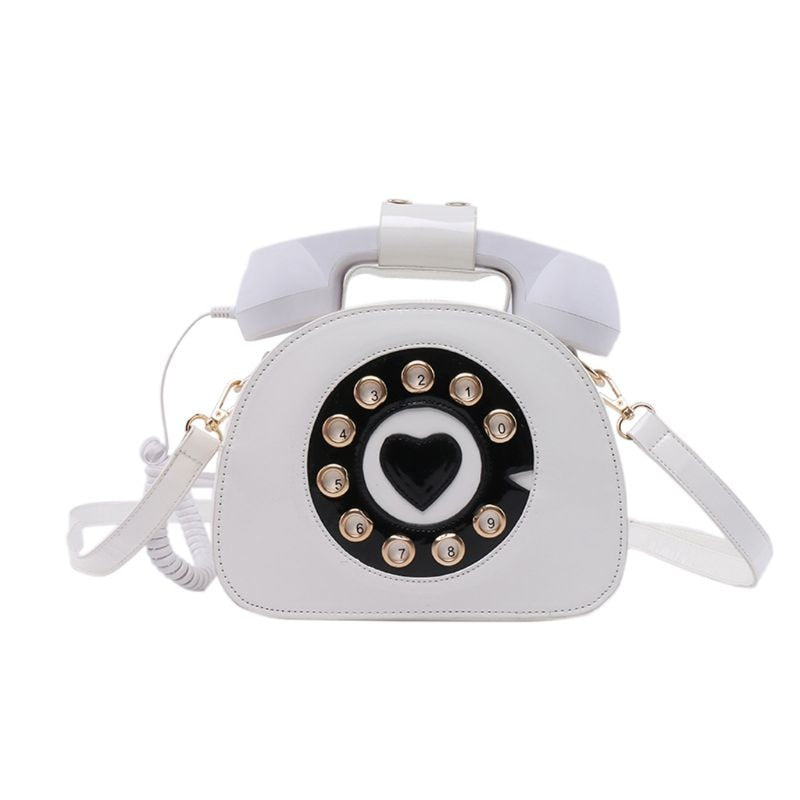 Women's Telephone Shaped Crossbody PU Leather Shoulder Satchel Purse