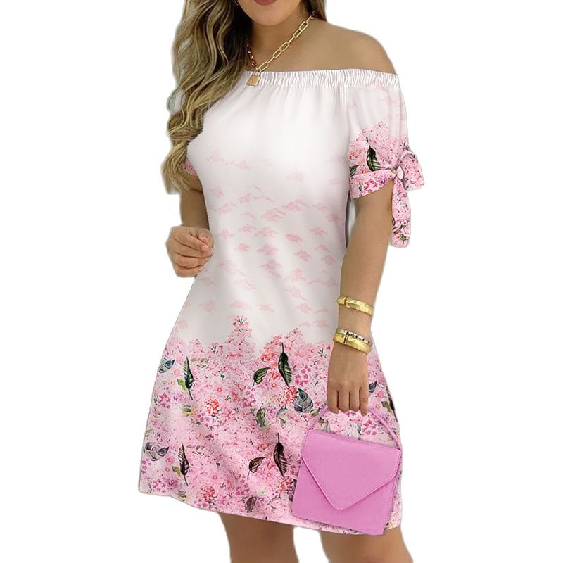 Off-the-Shoulder Floral Mini Tied Sleeve Dress