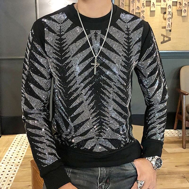 Men's Black Diamond Long Sleeve Pullover Gothic Sweater