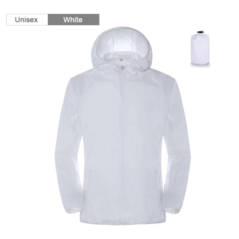 Unisex Hooded Ribbed Waterproof Rain Jackets w/ Pockets