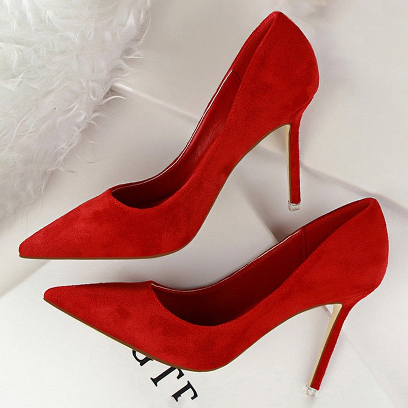 Solid Pointed Toe Stiletto High Heel Ladies Pumps