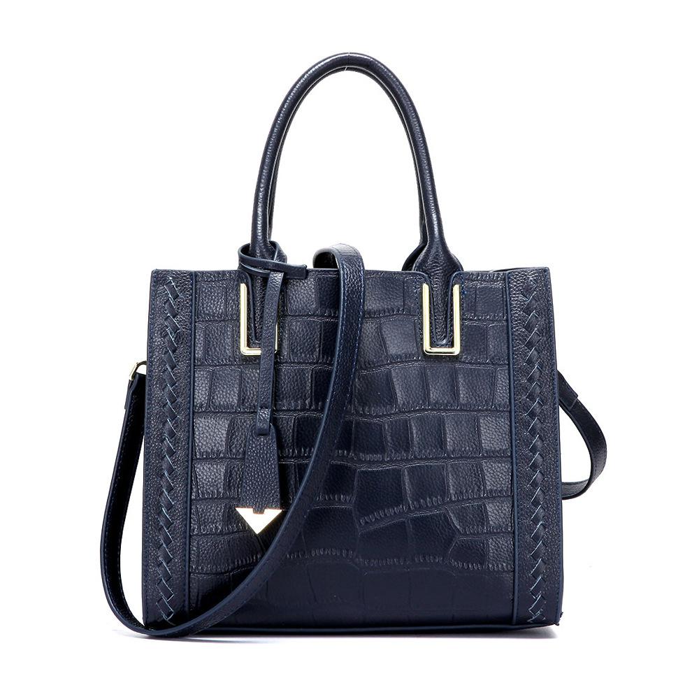 Stone Pattern Genuine Leather Leather Handbag