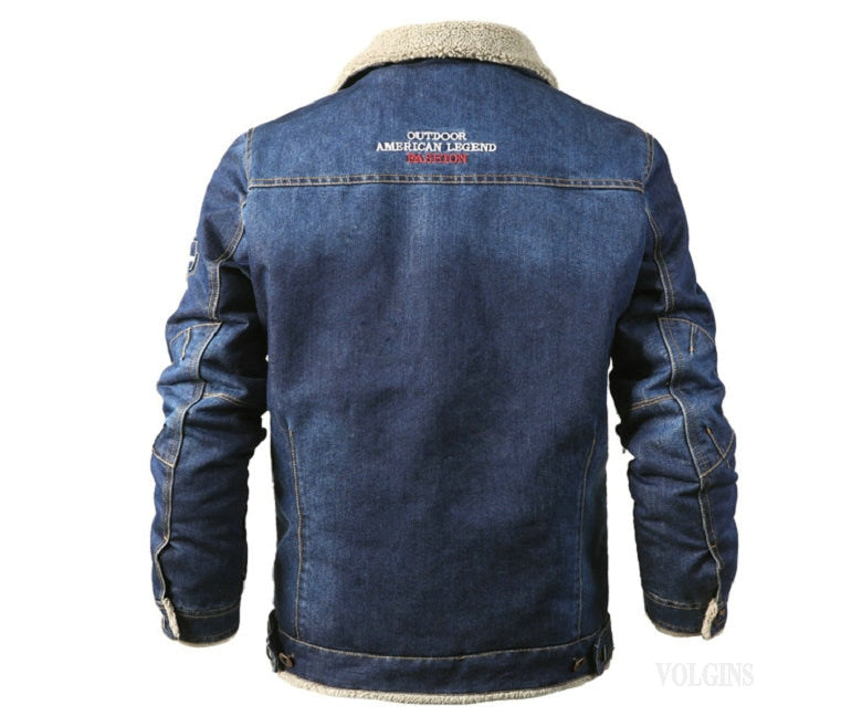 Men's Military Bomber Style Jean Jacket