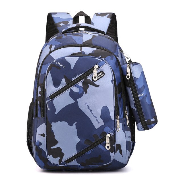 Waterproof Nylon Student Bookbag Travel Camouflage Backpack