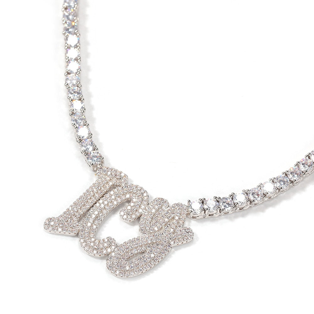 Icy Double Layer Letters Pendant Welding Tennis Chain