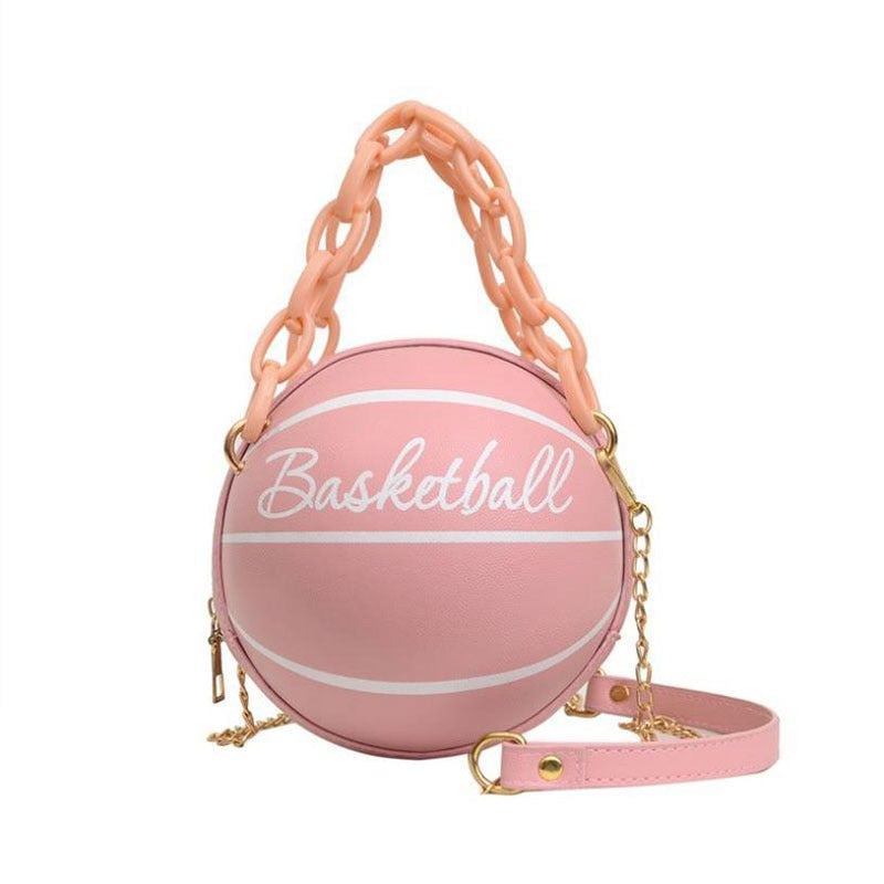 Crossbody Chain Shoulder Leather Basketball Bag