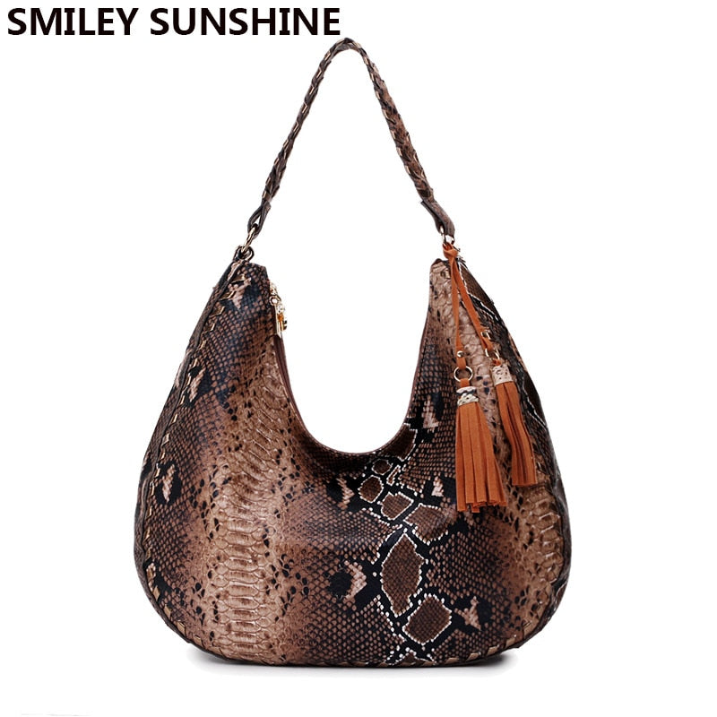 Snakeskin Women's Vintage Large Hobo Shoulder Bag Satchel Purse