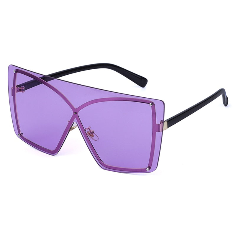 Oversized Rimless Square Sunglasses Metal UV400