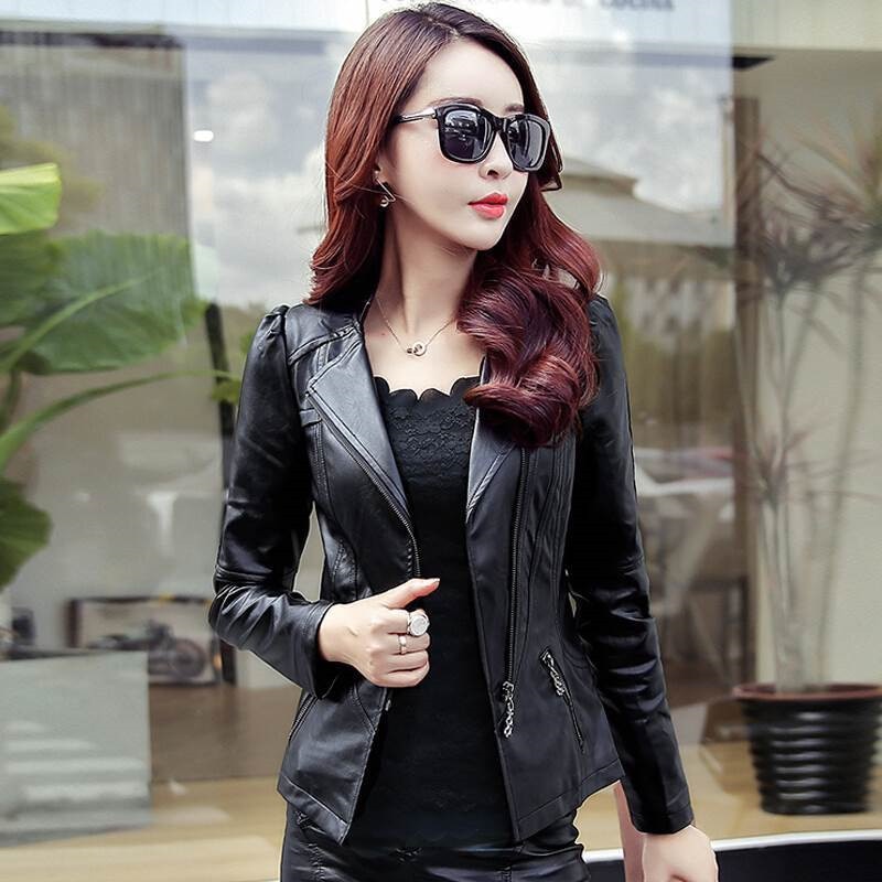 Faux Leather Motorcycle Short Biker Jacket