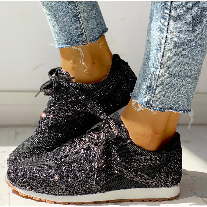 Glitter Vulcanized Ladies Sneakers