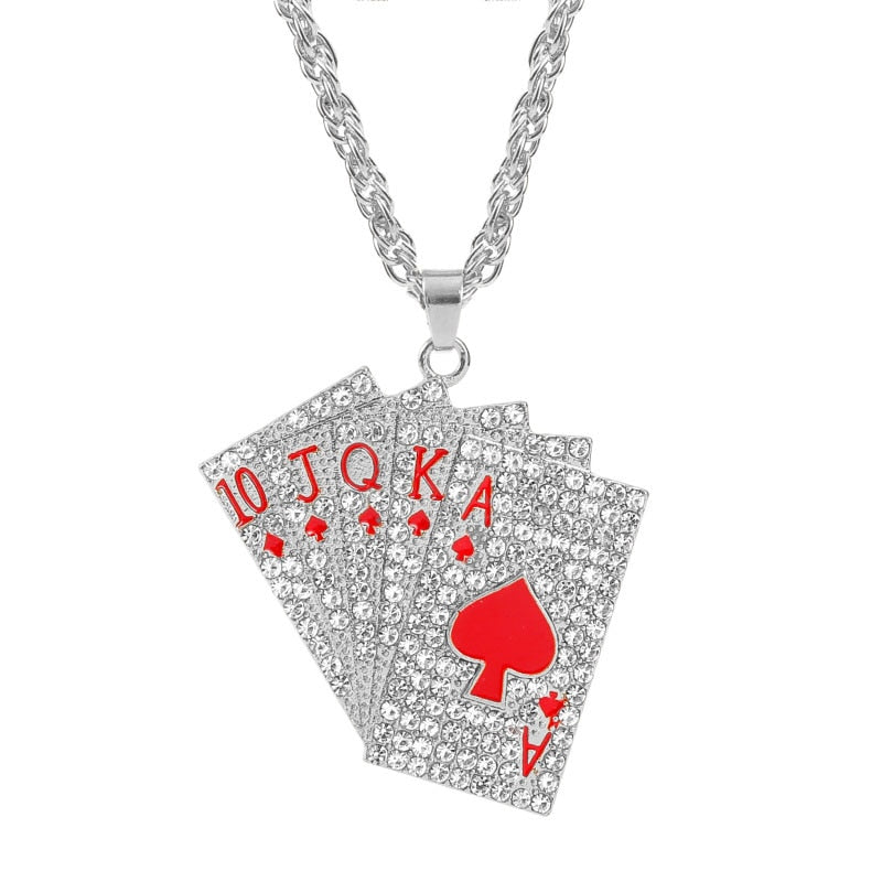 Playing Cards Pendant Necklace Chain