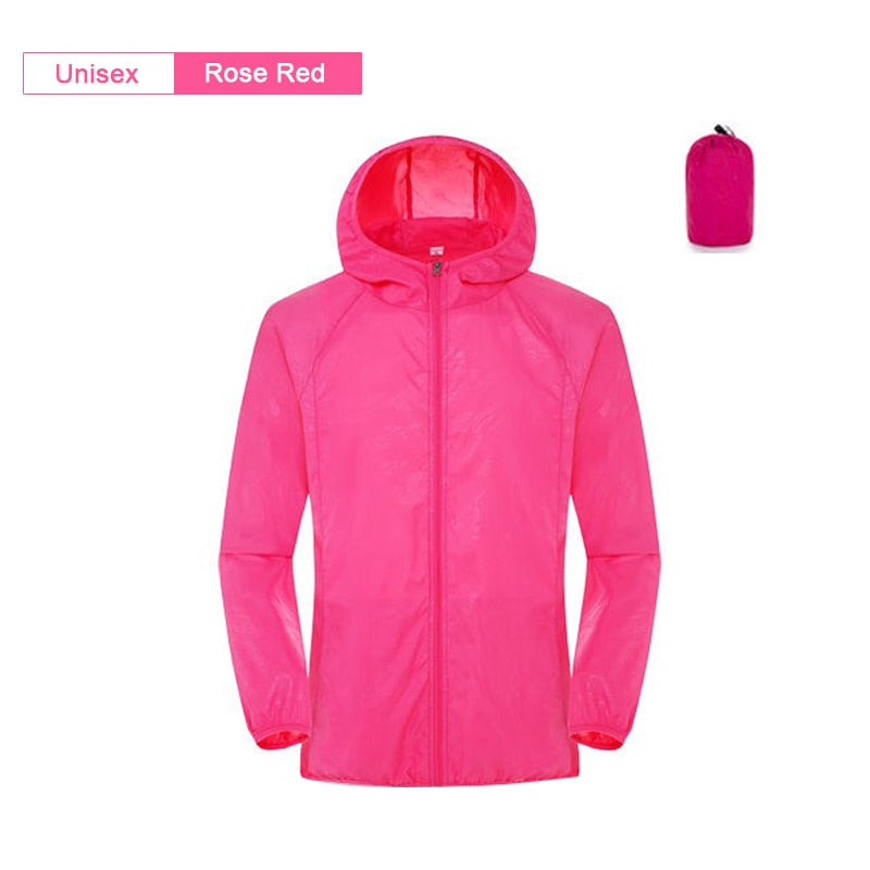 Unisex Hooded Ribbed Waterproof Rain Jackets w/ Pockets