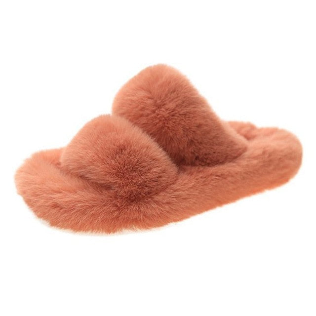 Women's Furry Open Toe Slides/Slippers