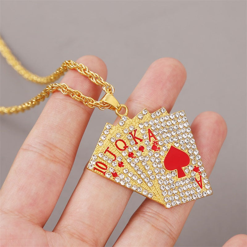 Playing Cards Pendant Necklace Chain