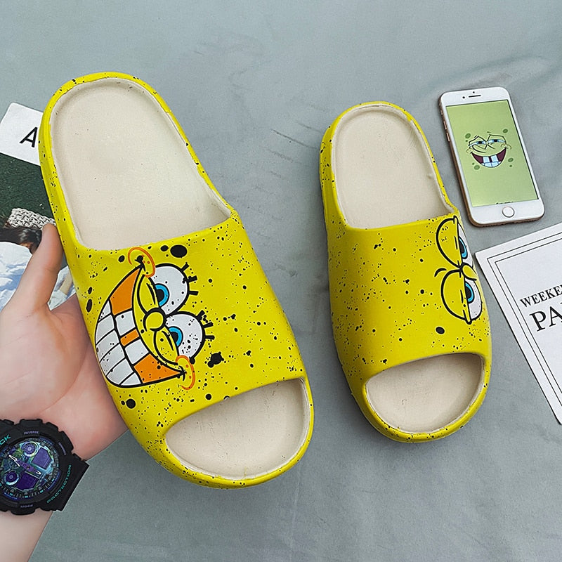 Unisex Fish Mouth Yeezy Style Lightweight Graffiti Slipper Slides