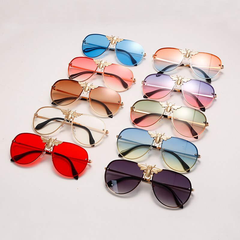 Bee Mirror Gradient Aviator Sunglasses