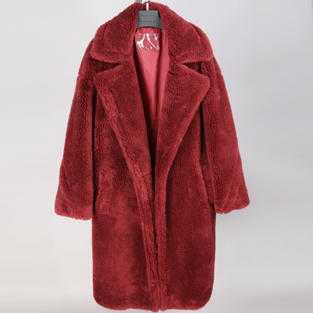 Women's Sheepskin Teddy Bear Trenchcoat