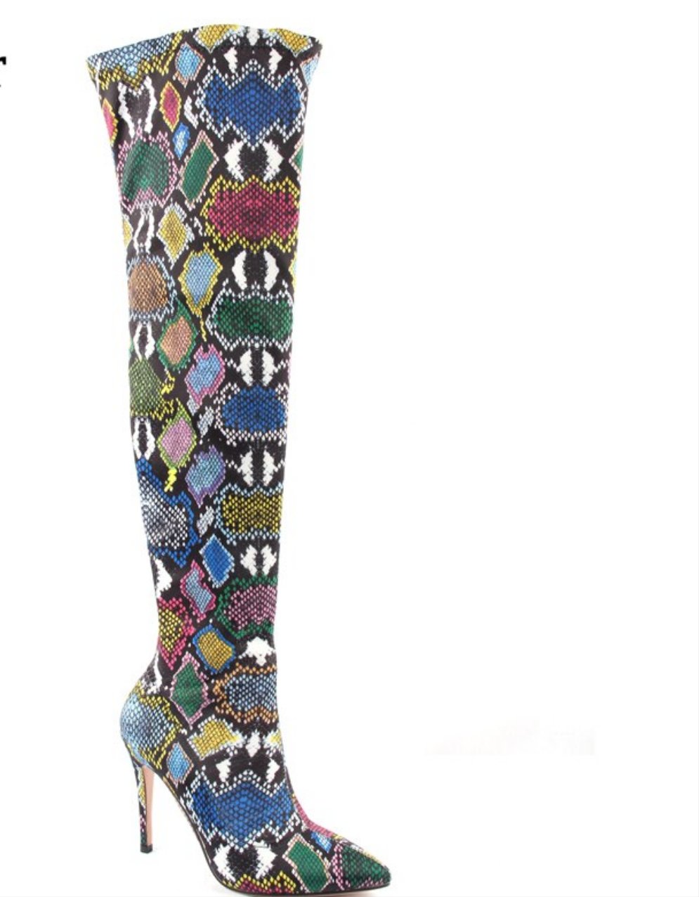 Multicolored Snake Print Over-The-Knee Boots Sexy Thin High Stretch Ladies Boots