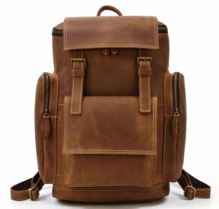 Genuine Leather Cow skin Men's Large Backpack