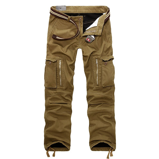 Men's Zipper Cotton Trousers Loose Army Green Cargo Pants