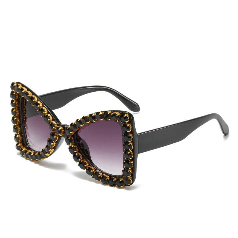 Diamond Butterfly Cat Eye Vintage Oversized Rhinestone Gradient Sunglasses UV400