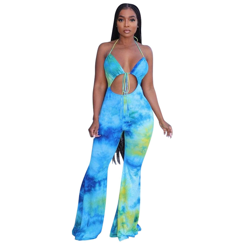 Swirl Design Palazzo Geometric Cut-Out Jumpsuit