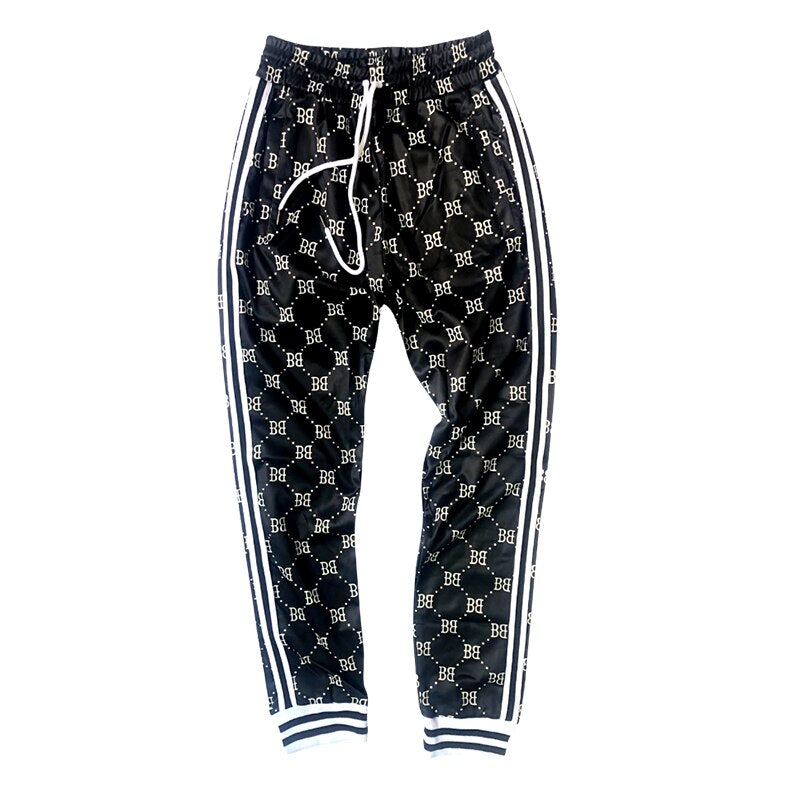 Men's Plaid 3D Printed Stitching Slim Training Sweatpants