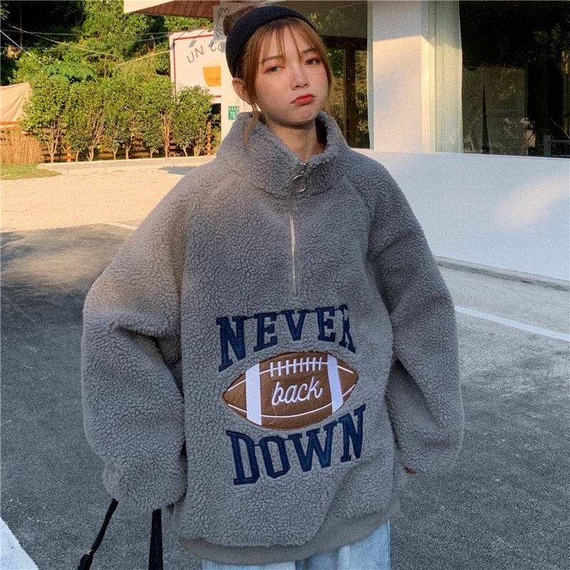 "Never Down" Long Sleeve Hoodie Ladies Sweatshirt