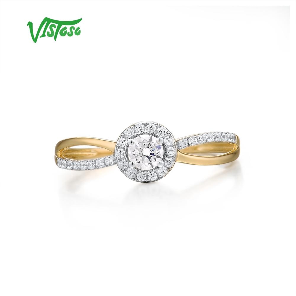 9K 375 Yellow Gold Ring Sparkling White CZ Gold Engagement Rings