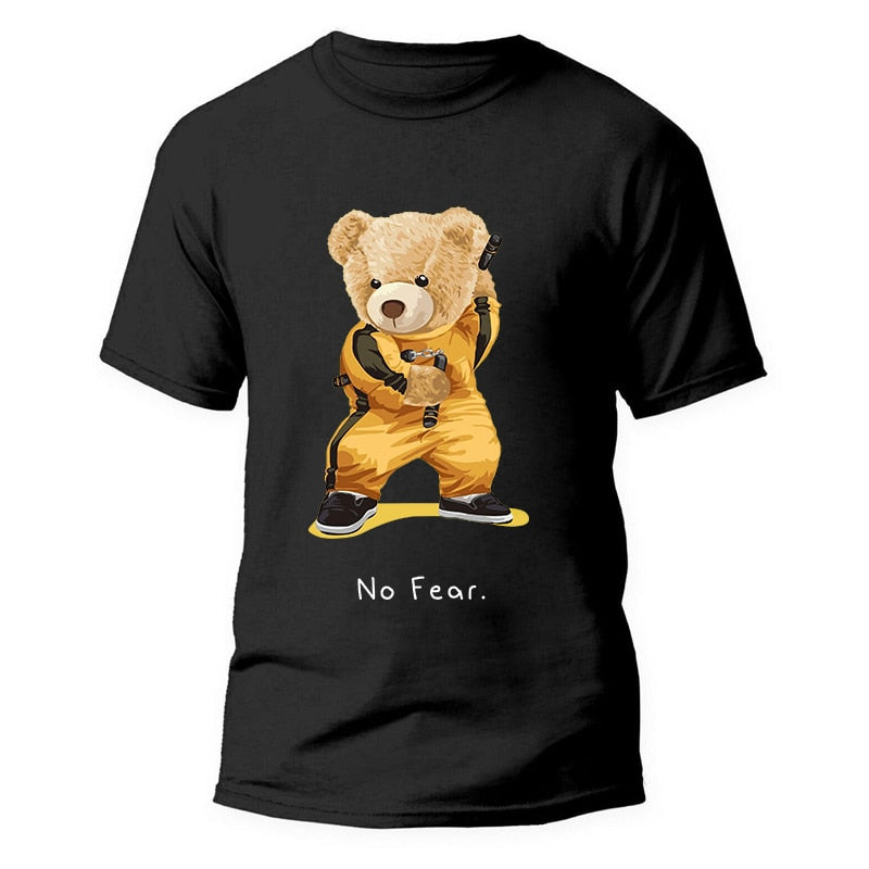 Men's Kung Fu Teddy Bear Graphic Short Sleeve T-Shirt-Big & Tall to 9X