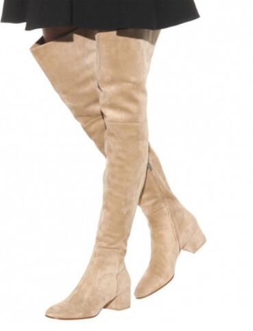 Suede Round Toe Over The Knee Boots