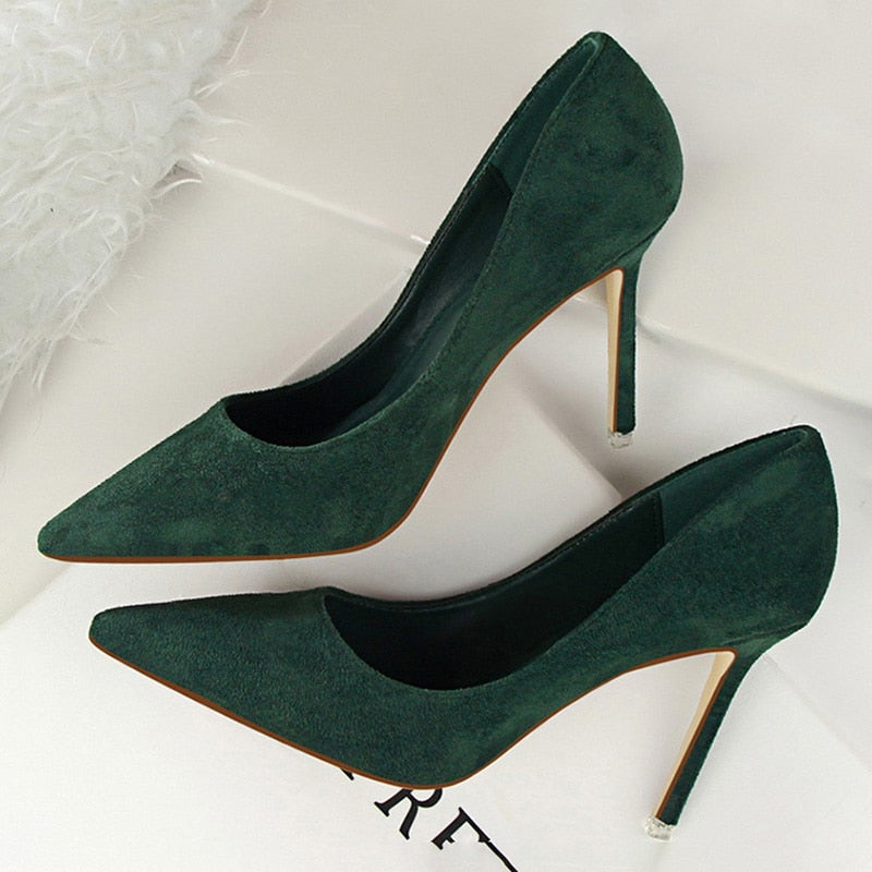 Solid Pointed Toe Stiletto High Heel Ladies Pumps