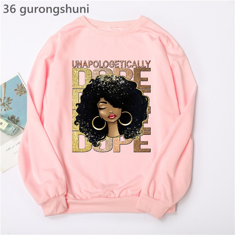 Black Woman Graphic Print Hoodie Sweatshirts