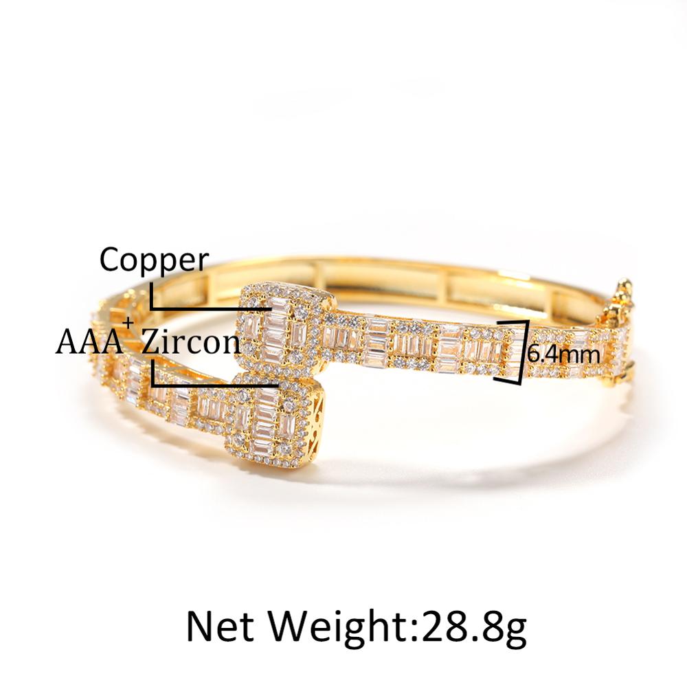 Custom Open Square Iced Out CZ Gold/Silver Bracelet