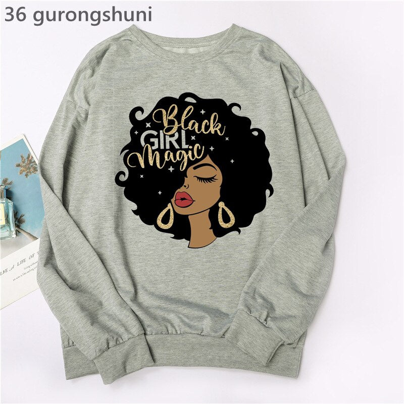 Black Woman Graphic Print Hoodie Sweatshirts