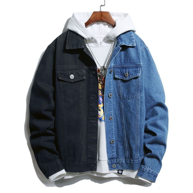 Men's Colorblock Stitching Denim Jean Jacket