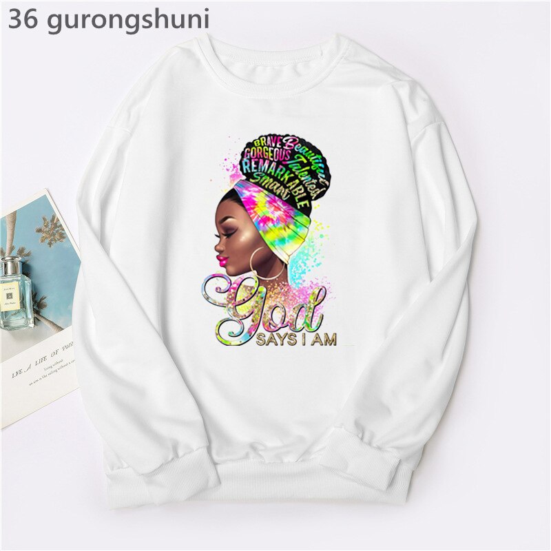 Black Woman Graphic Print Hoodie Sweatshirts