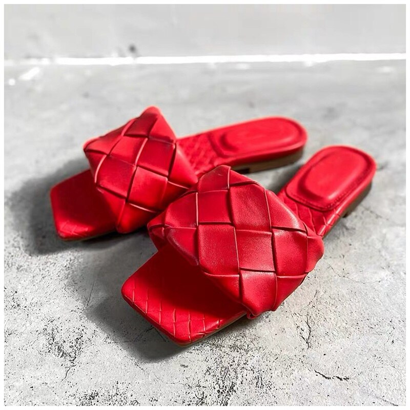 Weaved PU Leather Flat Sandals