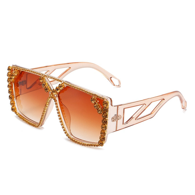 Oversized Square Diamond Rhinestone  Designer UV400 Unisex Sunglasses