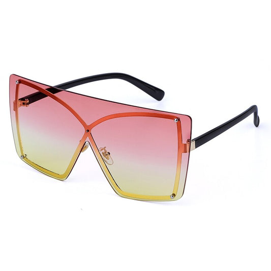 Oversized Rimless Square Sunglasses Metal UV400