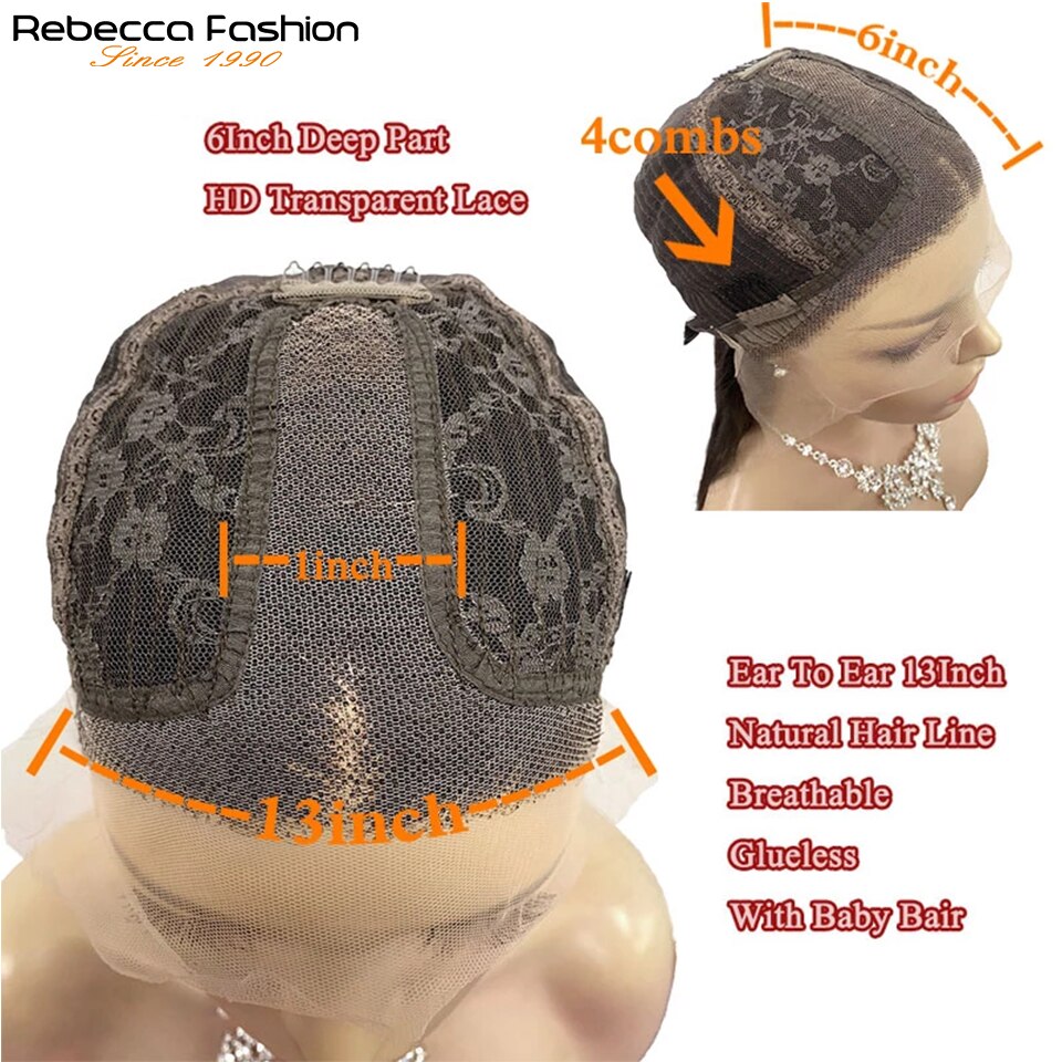 HD Transparent Lace Front 100% Human Hair Ombre Straight Pre-Plucked 13x1x6 Lace Wig