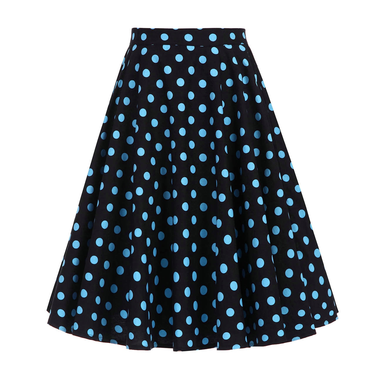 High Waist Skirt Cotton Womens Polka Dot Floral Print Swing Skirts