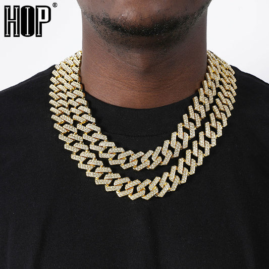 Hip-Hop Iced Rhinestone Prong Cuban Chain CZ Bling Chain + Bracelet + Watch 2-Piece & 3-Piece Jewelry Sets