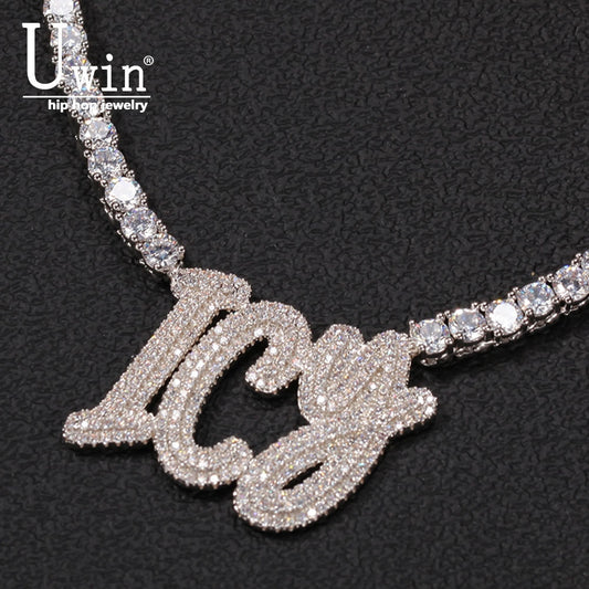 Icy Double Layer Letters Pendant Welding Tennis Chain